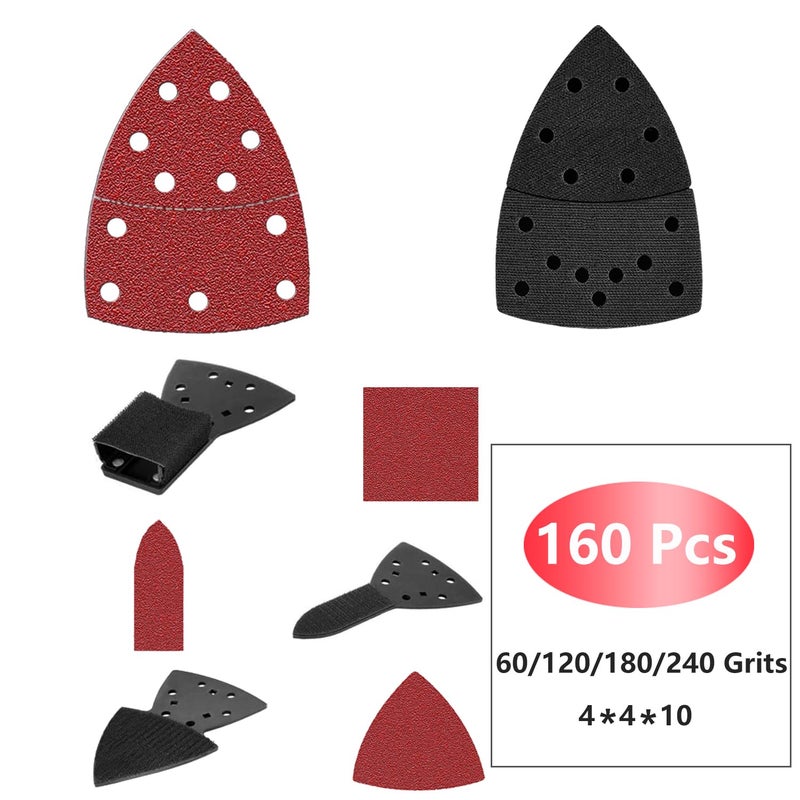 FOWOK 160pcs Detail Sander Sandpaper for Mouse Sander, 60 120 180 240 Grit Sanding Sheets, Sander Pads for Detail Sander, Finger Sander -FSM16 - Image 5